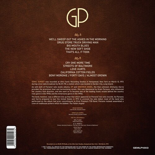 PARSONS,GRAM & THE FALLEN ANGELS - SONIC SUNSET Vinyl LP