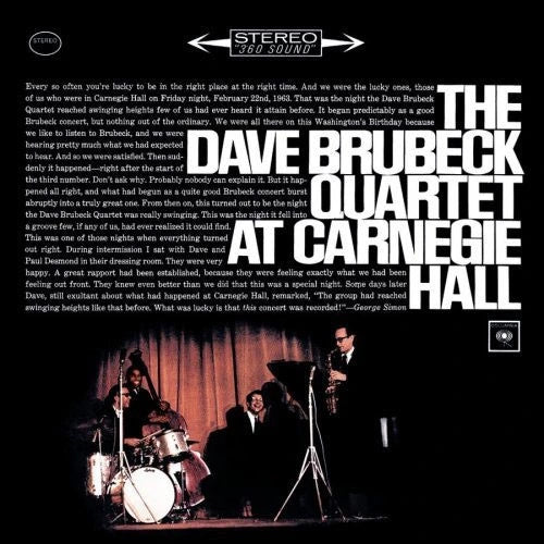 BRUBECK, DAVE - DAVE BRUBECK QUARTET AT CARNEGIE HALL Vinyl LP