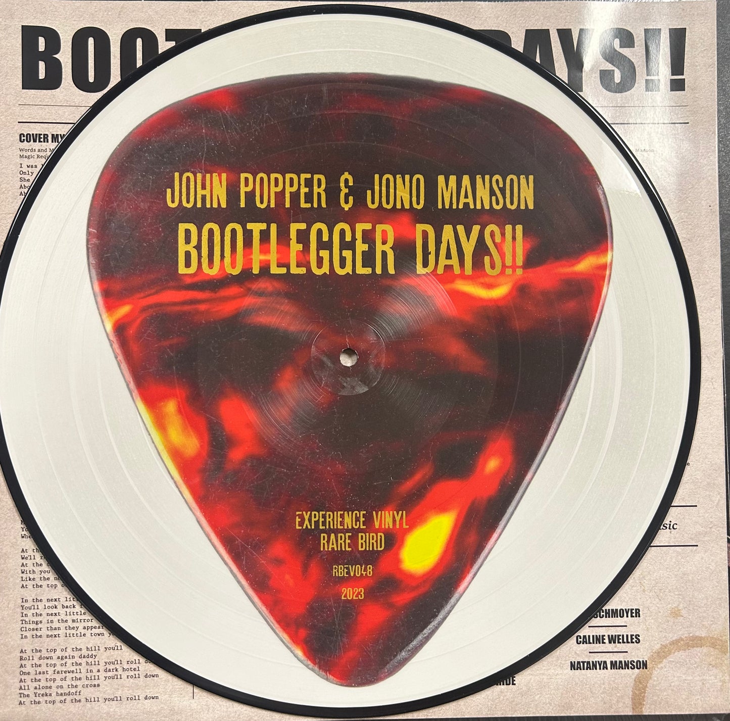 John Popper & Jono Manson - Bootlegger Days!! Picture Disc w/ Autograph Vinyl LP