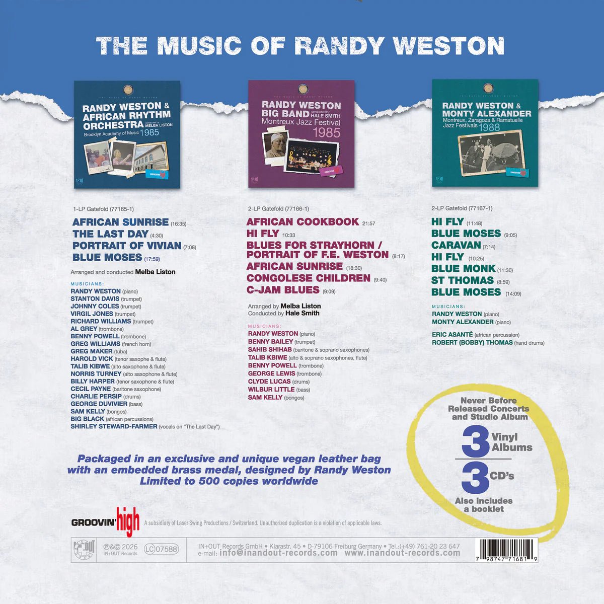 WESTON,RANDY - MUSIC OF RANDY WESTON Vinyl LP