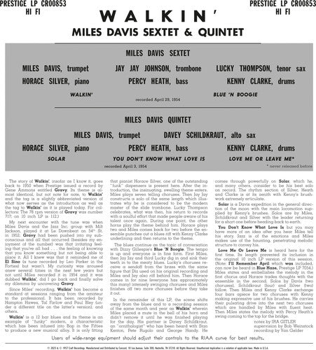 MILES DAVIS ALL STARS - WALKIN (ORIGINAL JAZZ CLASSICS SERIES) Vinyl LP