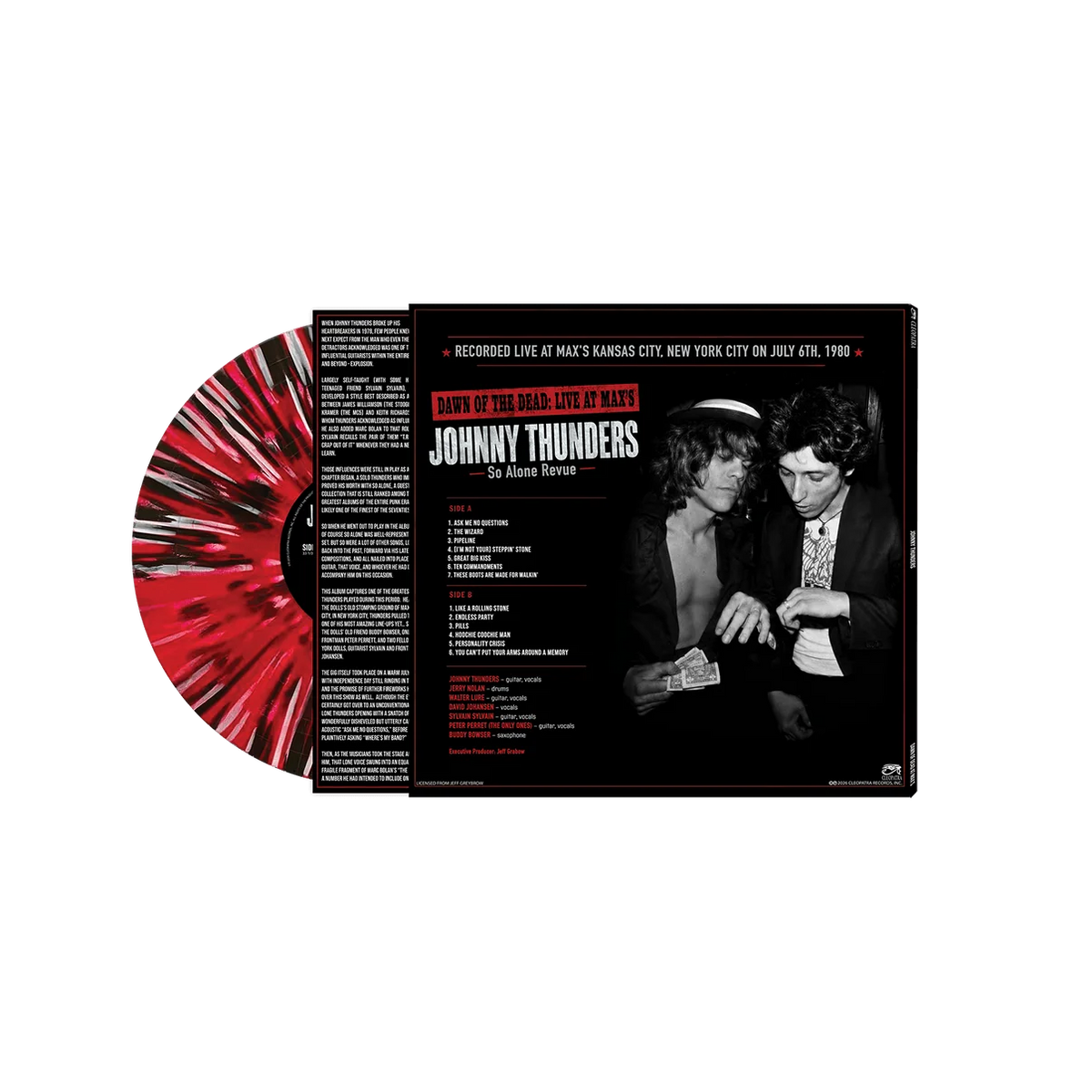 THUNDERS,JOHNNY - DAWN OF THE DEAD: LIVE AT MAX'S Black, Red, White Splatter Vinyl LP