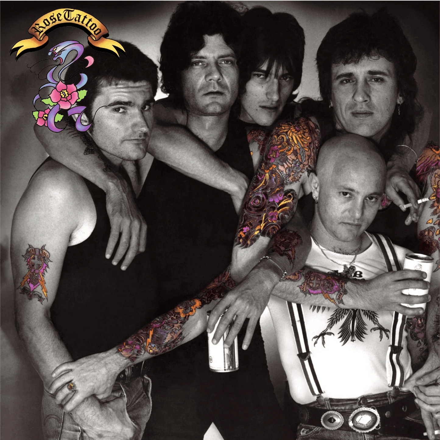 ROSE TATTOO - ASSAULT & BATTERY White & Black Swirl Colored Vinyl LP