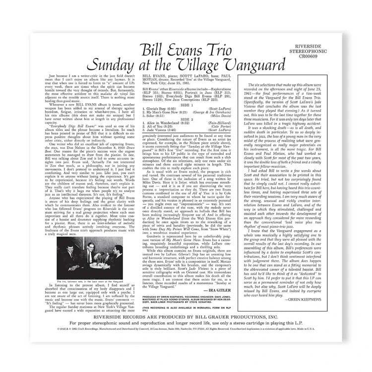 EVANS,BILL - SUNDAY AT THE VILLAGE VANGUARD Vinyl LP