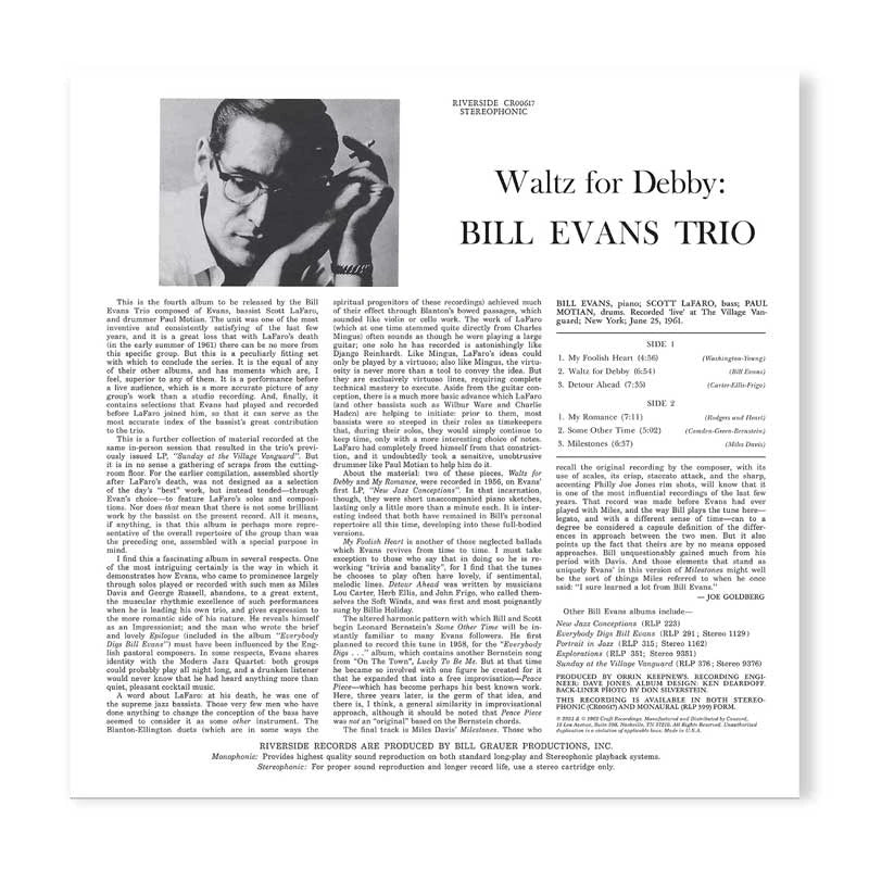 EVANS,BILL - WALTZ FOR DEBBY Vinyl LP