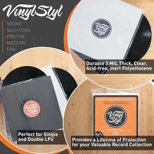 Vinyl Styl® 12 Inch Outer Record Sleeves - Open Top - 50 Count (Clear)