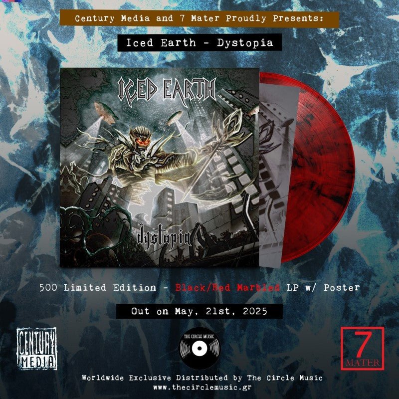 ICED EARTH - DYSTOPIA Black & Red Marbled Vinyl LP