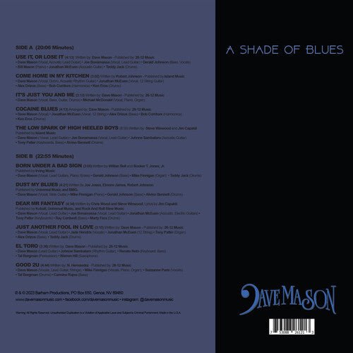 MASON,DAVE - SHADE OF BLUES - BLUE Vinyl LP