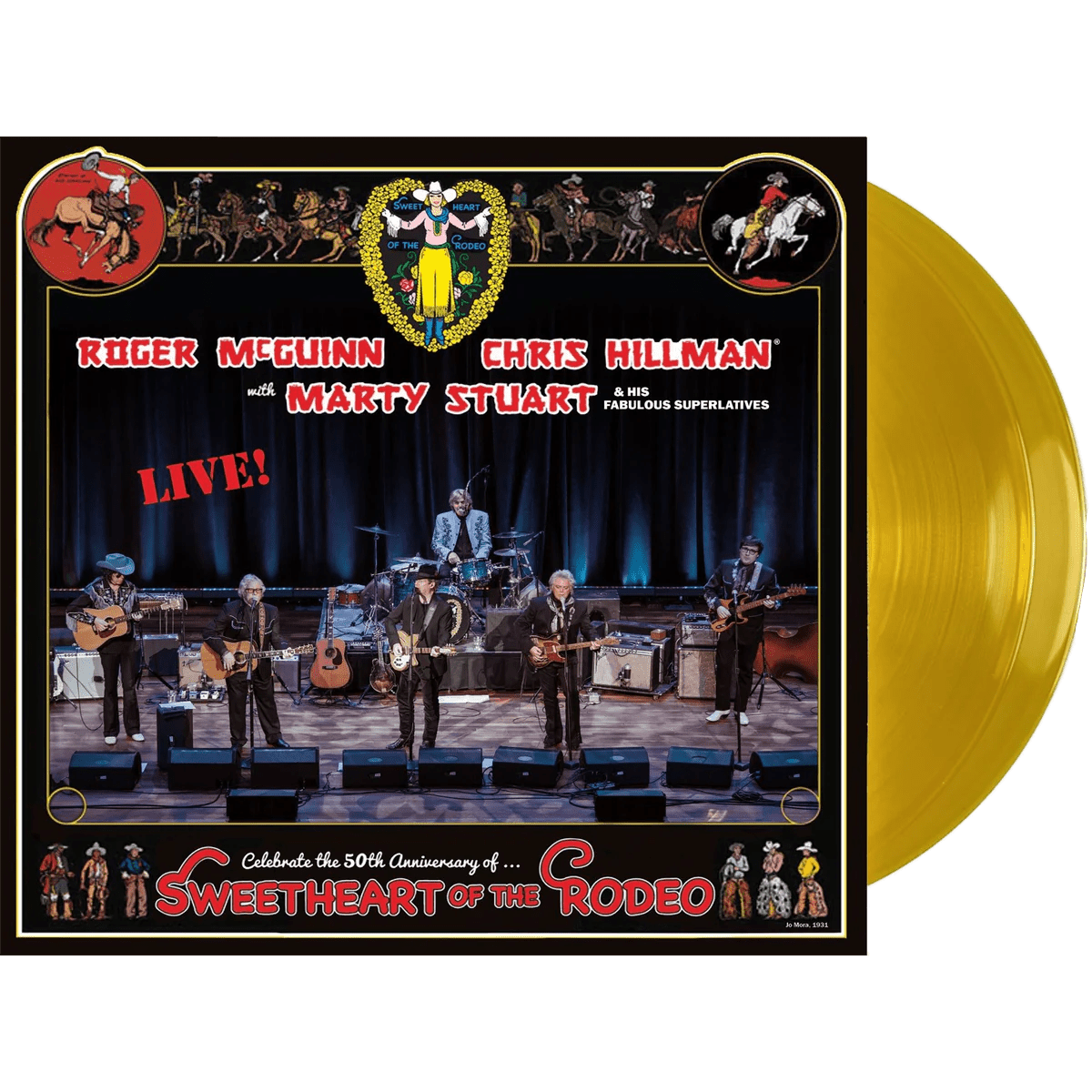 Roger McGuinn, Chris Hillman & Marty Stuart - Sweetheart Of The Rodeo 50th Anniversary - Live Deluxe Gold Vinyl, Autographed, Tour T-Shirt Limited Edition Vinyl LP