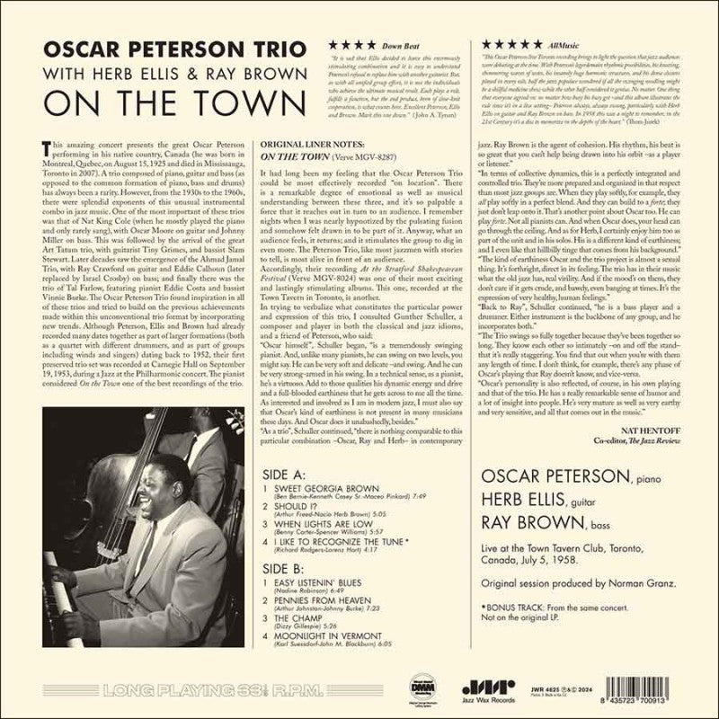 PETERSON,OSCAR TRIO - ON THE TOWN WITH HERB ELLIS & RAY BROWN Vinyl LP