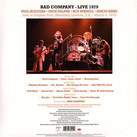 Bad Company - Live 1979  Opaque Orange Vinyl LP