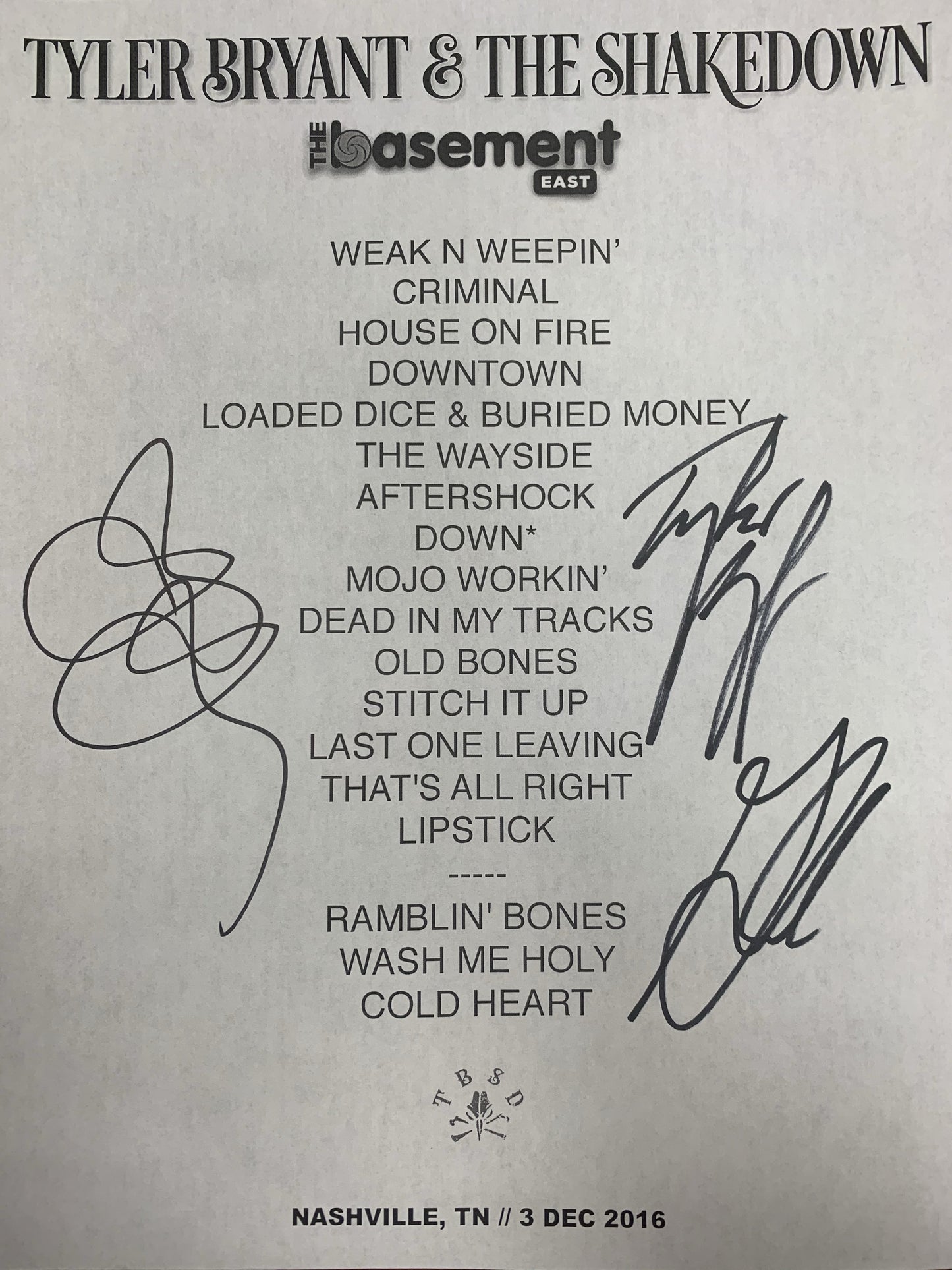 Tyler Bryant & The Shakedown - Truth and Lies Vinyl LP With Signed Setlist